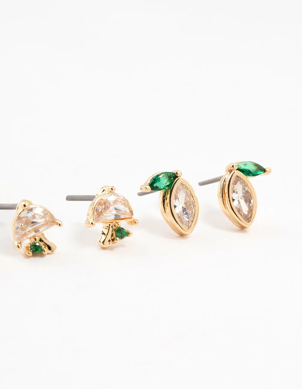 Gold Cubic Zirconia Mixed Fruit Stud Earrings 3-Pack sold by lovisa product image thumbnail 3