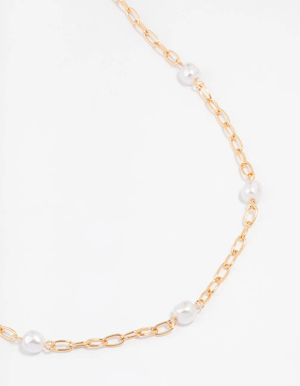 Gold Chain Pearl Station Necklace sold by lovisa