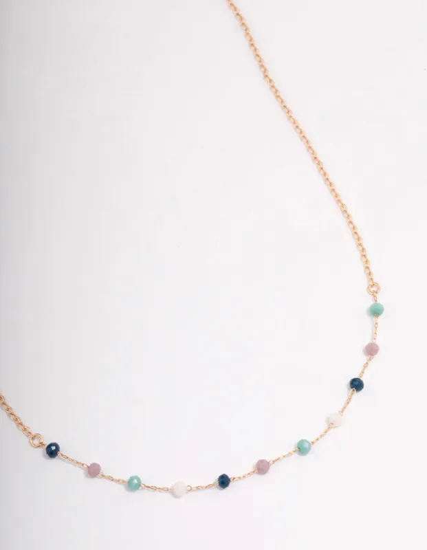 Gold Multi-Coloured Beaded Necklace sold by lovisa