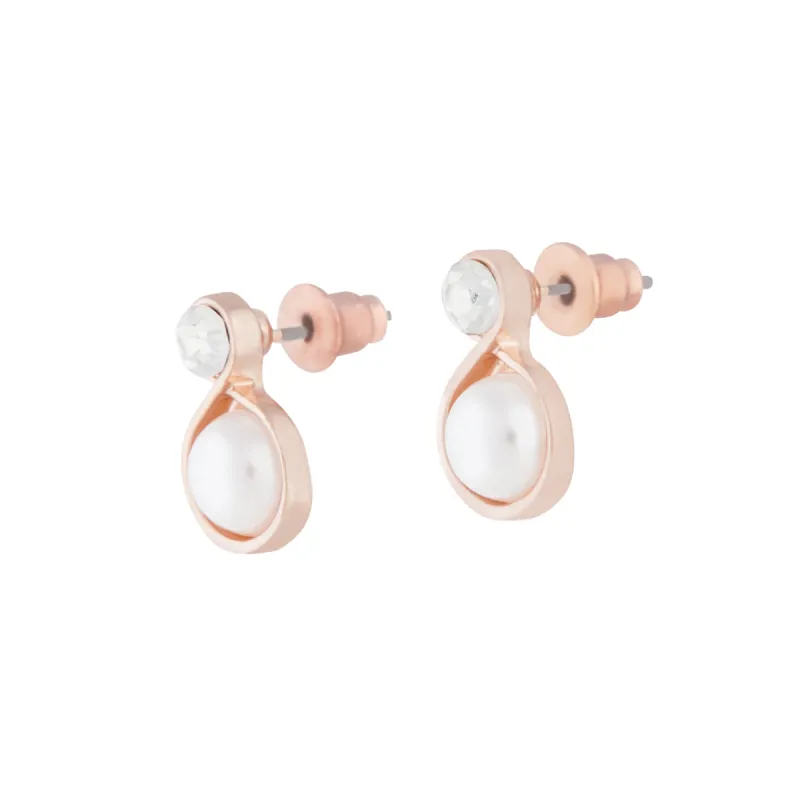 Rose Gold Pearl Bottom Stud Earrings sold by lovisa