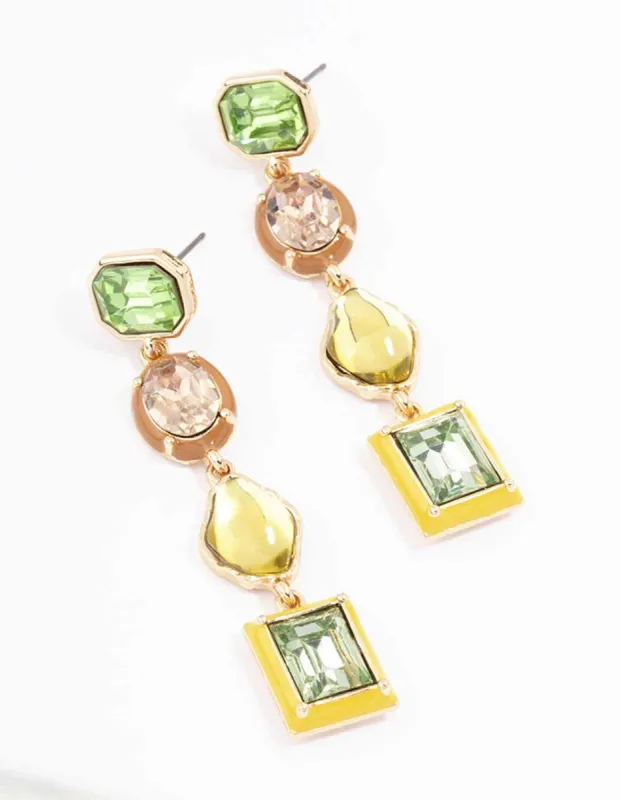 Gold Mixed Shape Drop Earrings sold by lovisa