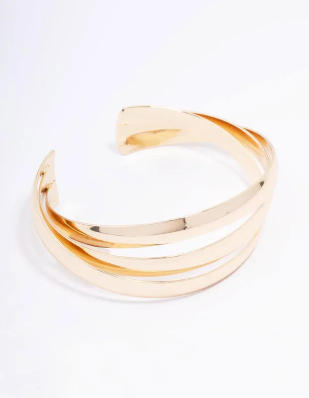 Gold Plated Chunky Twisted Wrist Cuff sold by lovisa