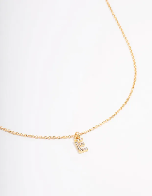 Letter E Gold Plated Initial Pendant Necklace sold by lovisa