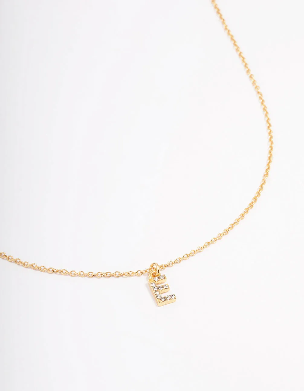 Letter E Gold Plated Initial Pendant Necklace sold by lovisa