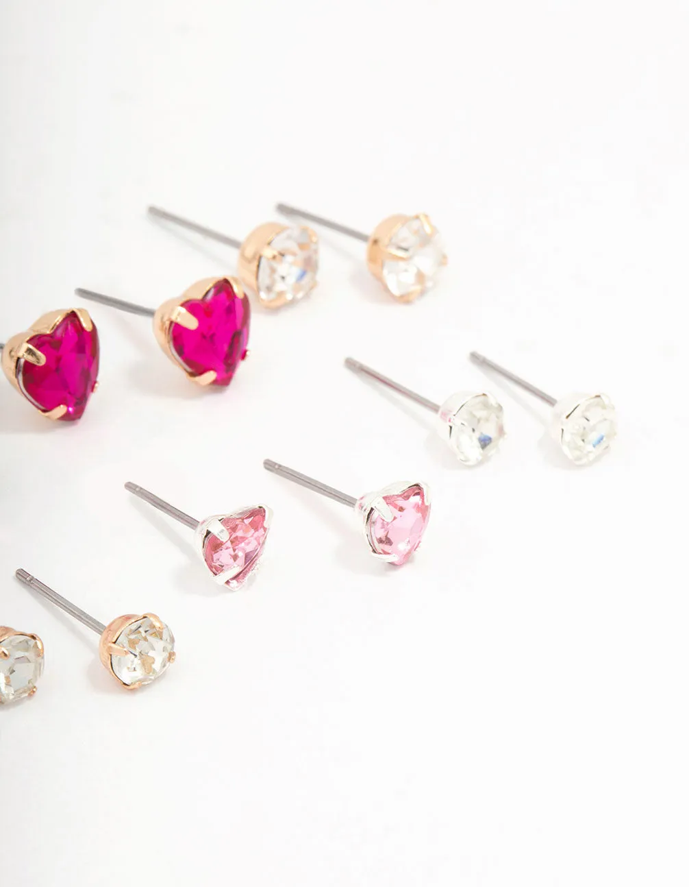 Silver Heart & Crystal Solitaire Earring 8-Pack sold by lovisa product image thumbnail 3