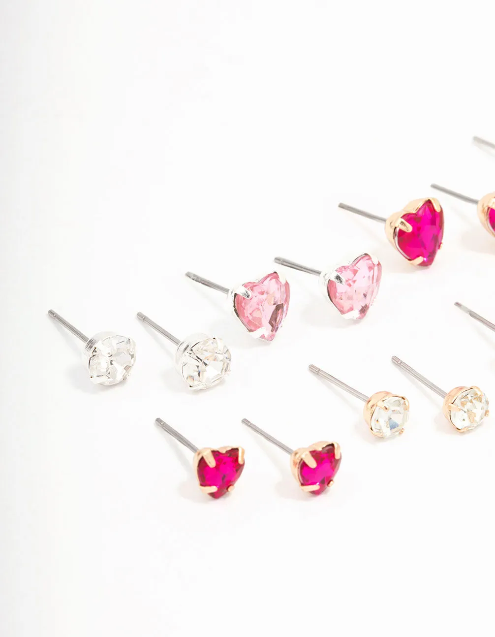 Silver Heart & Crystal Solitaire Earring 8-Pack sold by lovisa product image thumbnail 2