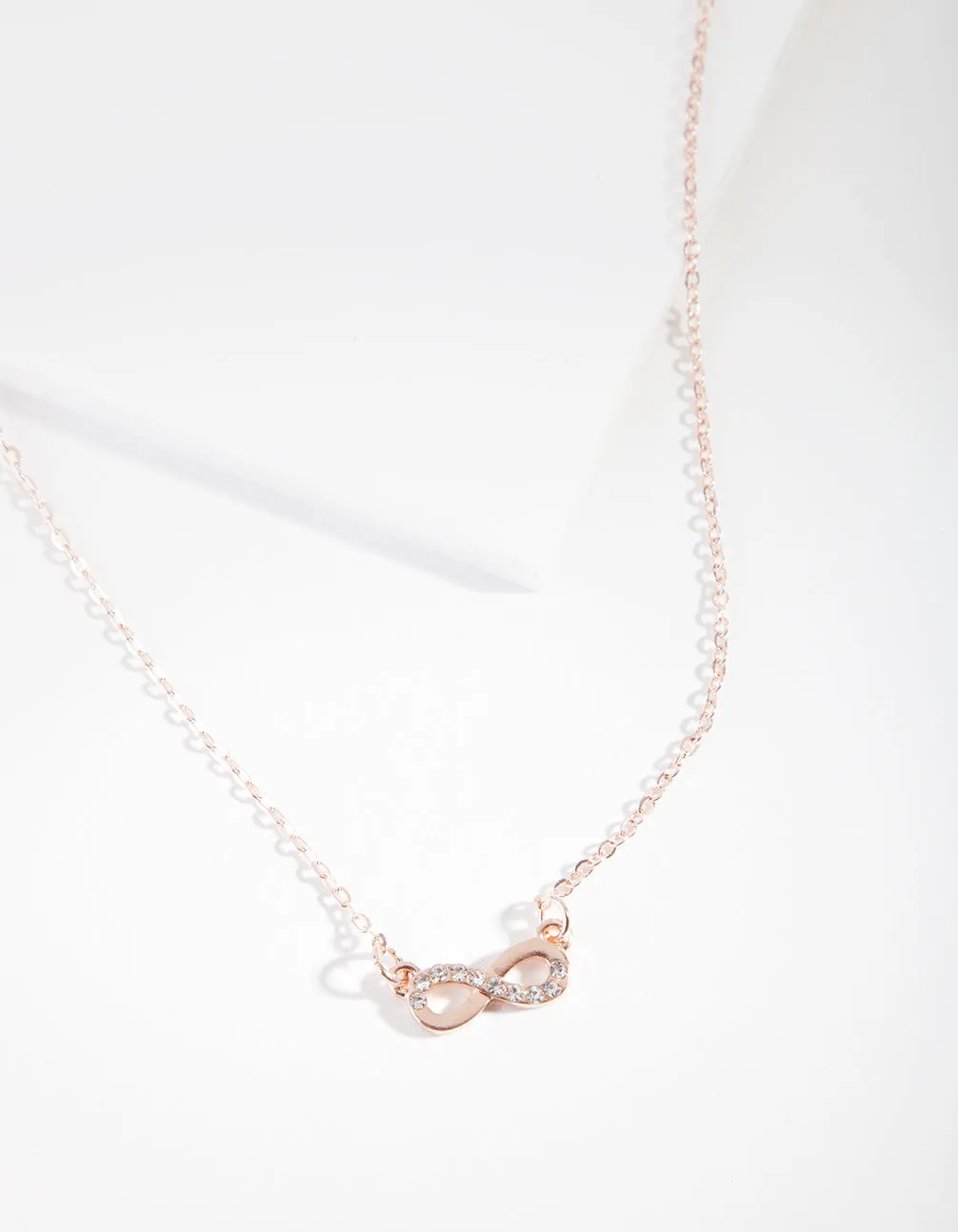 Rose Gold Simple Diamante Infinity Necklace sold by lovisa