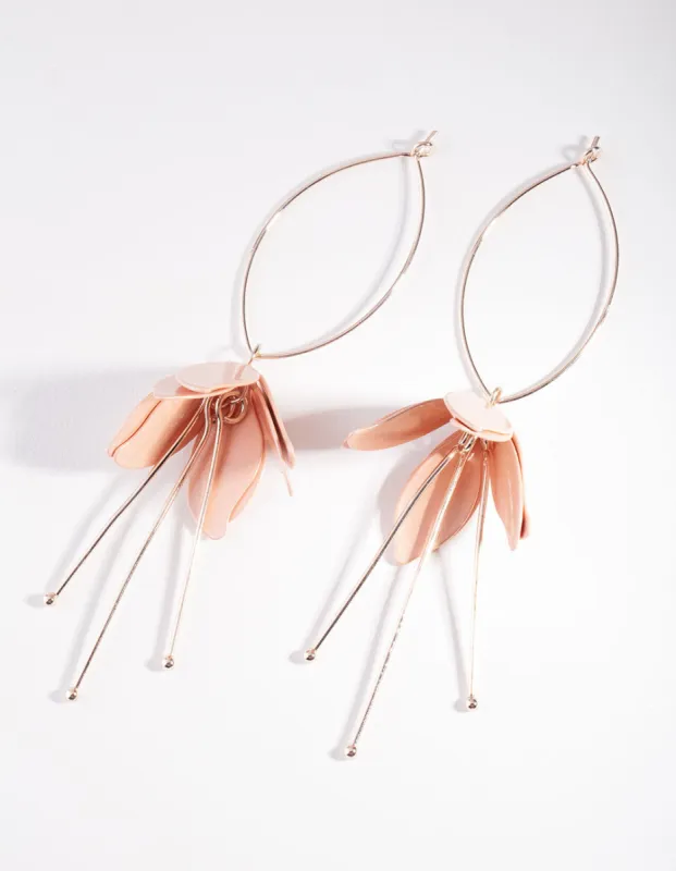 Rose Gold Pink Tulip Drop Earrings sold by lovisa