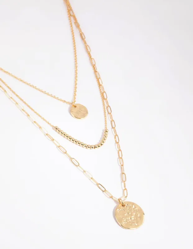 Gold Plated Disc & Ball Necklace Pack sold by lovisa