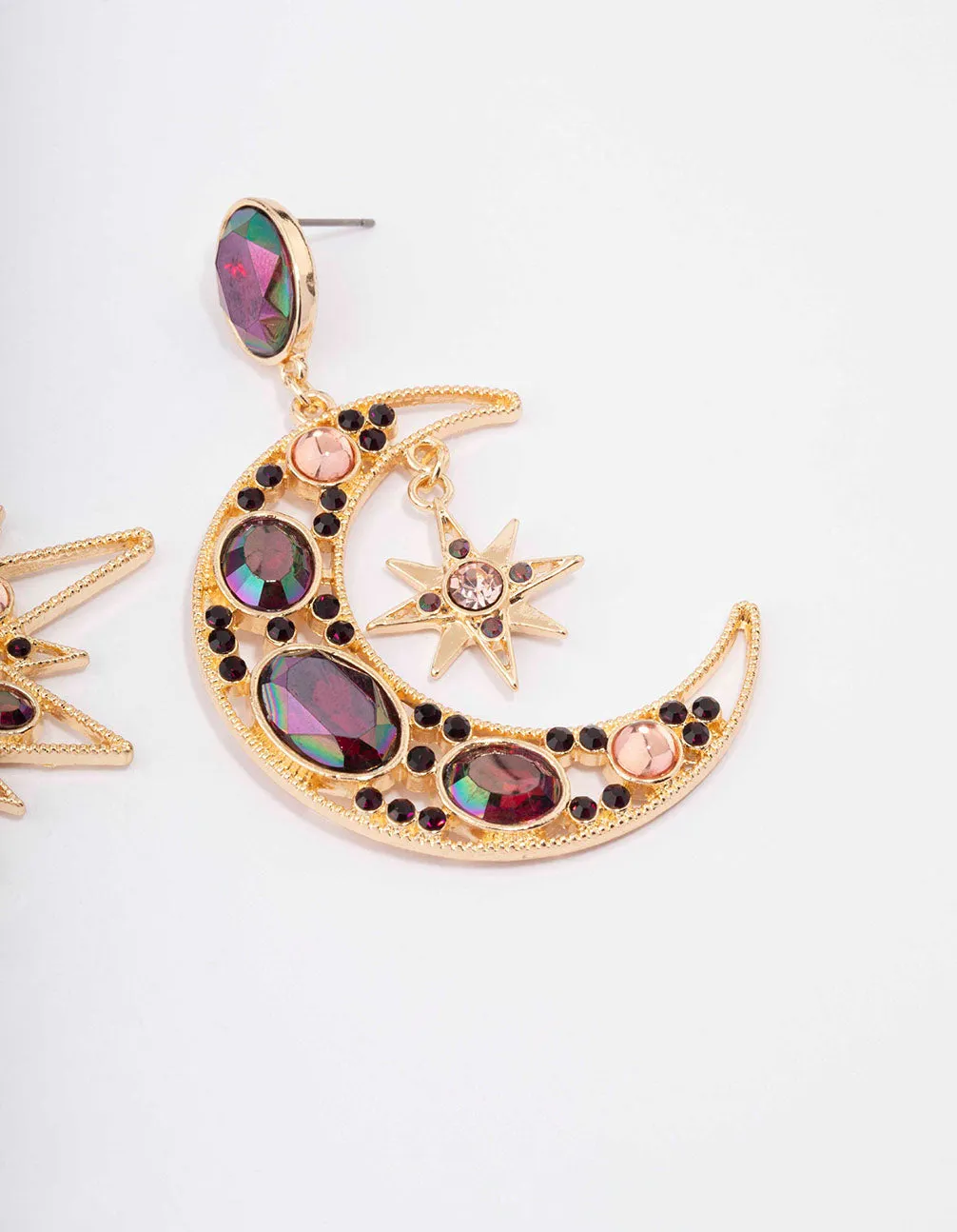 Gold Statement Star & Moon Drop Earrings sold by lovisa product image thumbnail 5