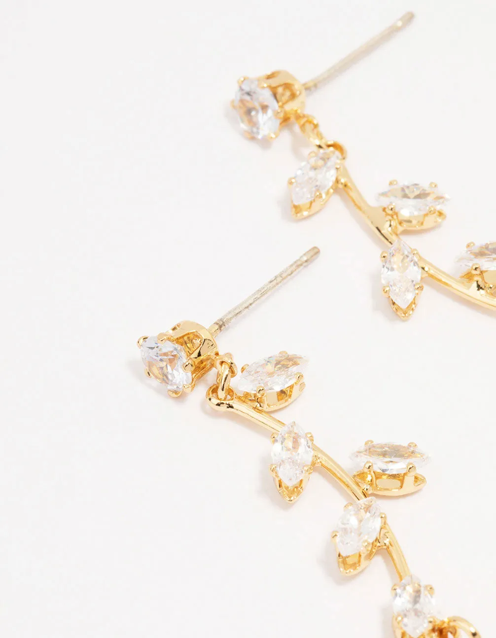 Gold Plated Long Winding Cubic Zirconia Drop Earrings sold by lovisa product image thumbnail 2