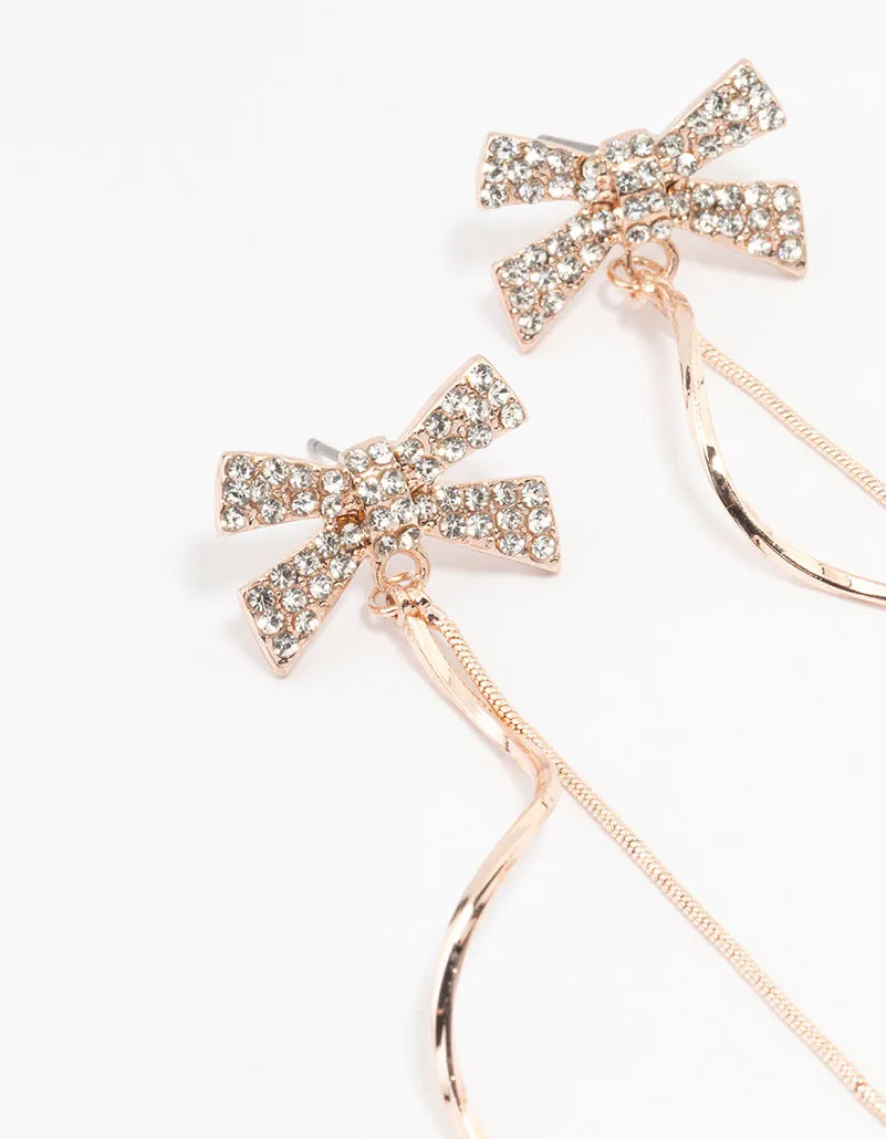 Rose Gold Diamante Bow Swirl Drop Earrings sold by lovisa product image thumbnail 2