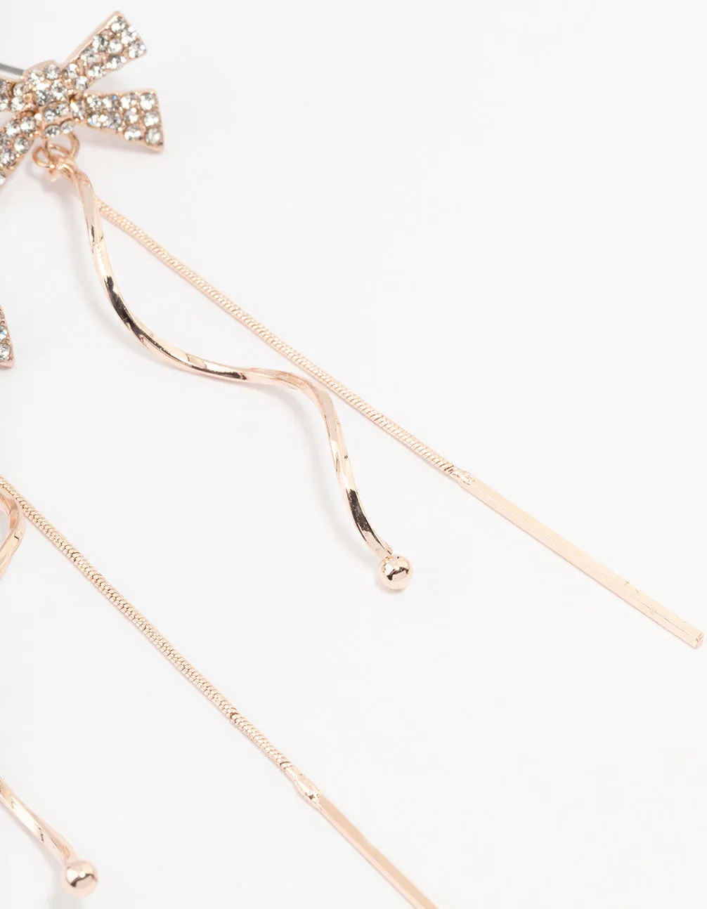 Rose Gold Diamante Bow Swirl Drop Earrings sold by lovisa product image thumbnail 3