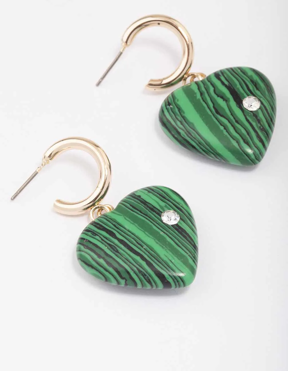 Gold Heart Diamante Drop Hoop Earrings sold by lovisa product image thumbnail 2