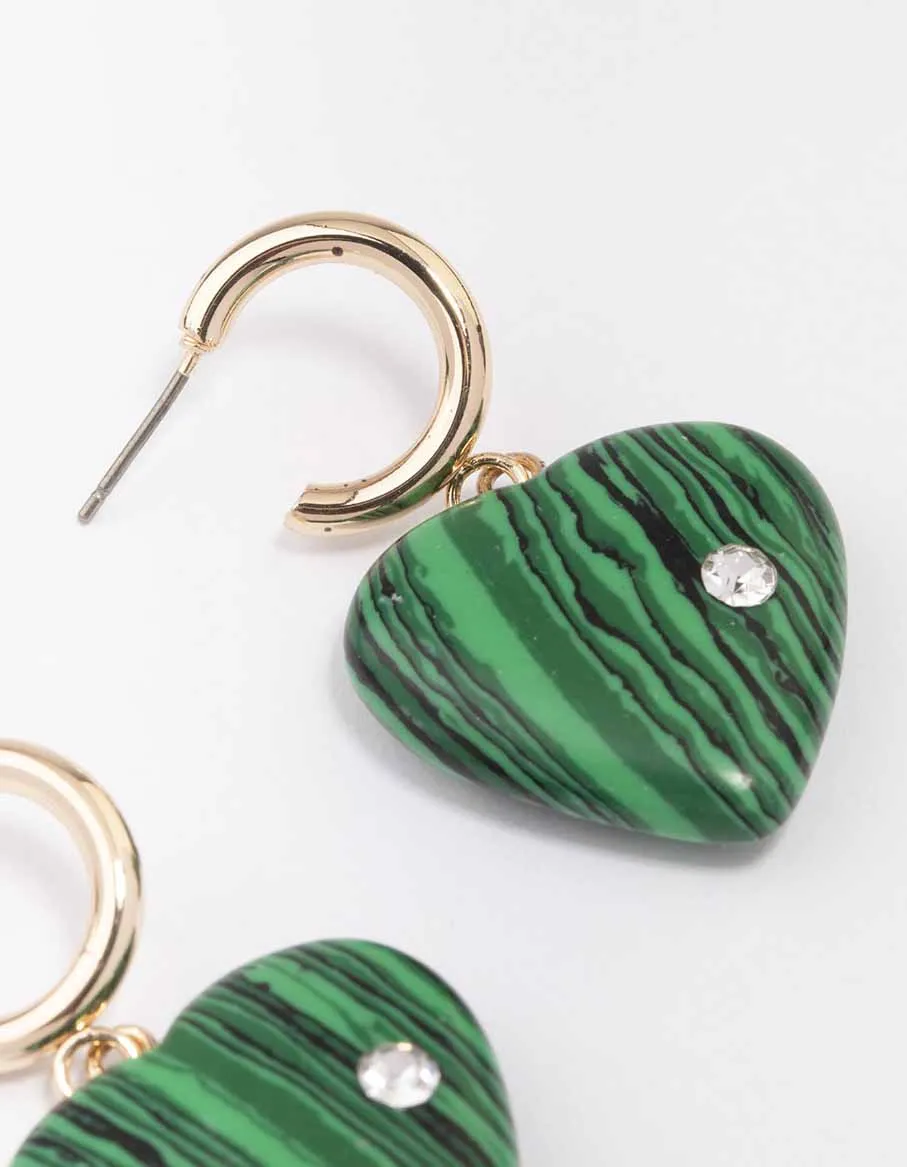 Gold Heart Diamante Drop Hoop Earrings sold by lovisa product image thumbnail 3