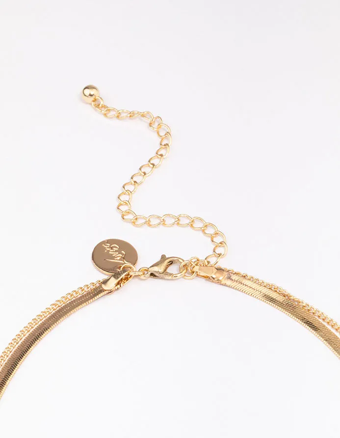 Gold Plated Baguette Snake Emerald Layered Necklace sold by lovisa product image thumbnail 3