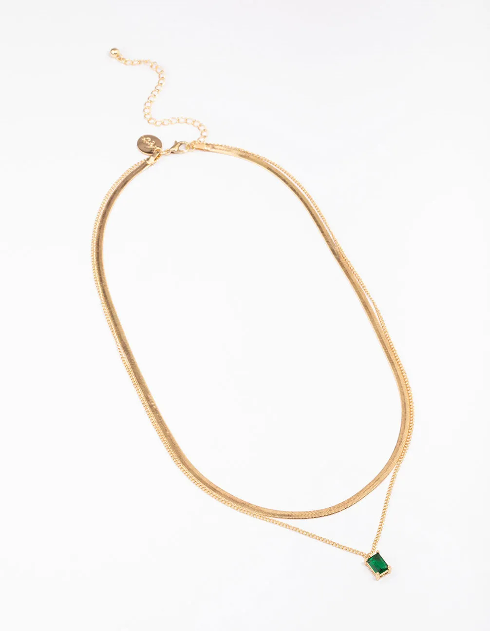 Gold Plated Baguette Snake Emerald Layered Necklace sold by lovisa product image thumbnail 2