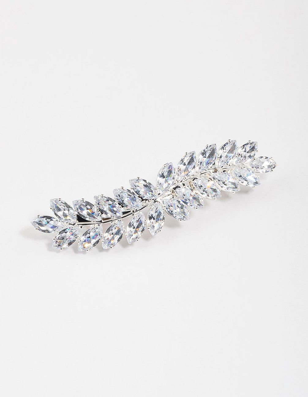 Silver Cubic Zirconia Leaf Hair Clip sold by lovisa
