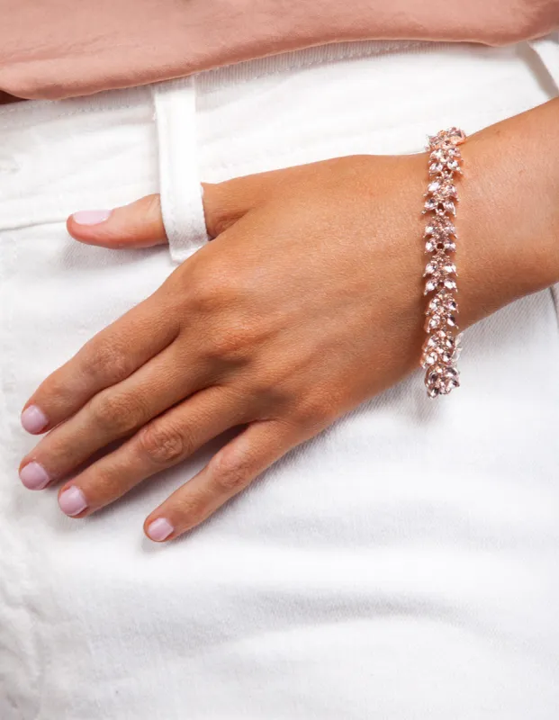 Rose Gold Diamante Petal Bracelet sold by lovisa
