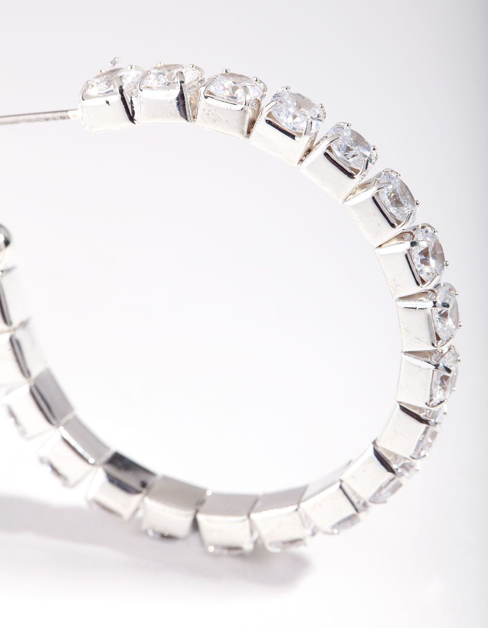 Rhodium Cubic Zirconia Medium Hoop Earrings sold by lovisa product image thumbnail 3