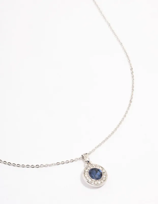 Rhodium Diamante Sapphire Halo Necklace sold by lovisa