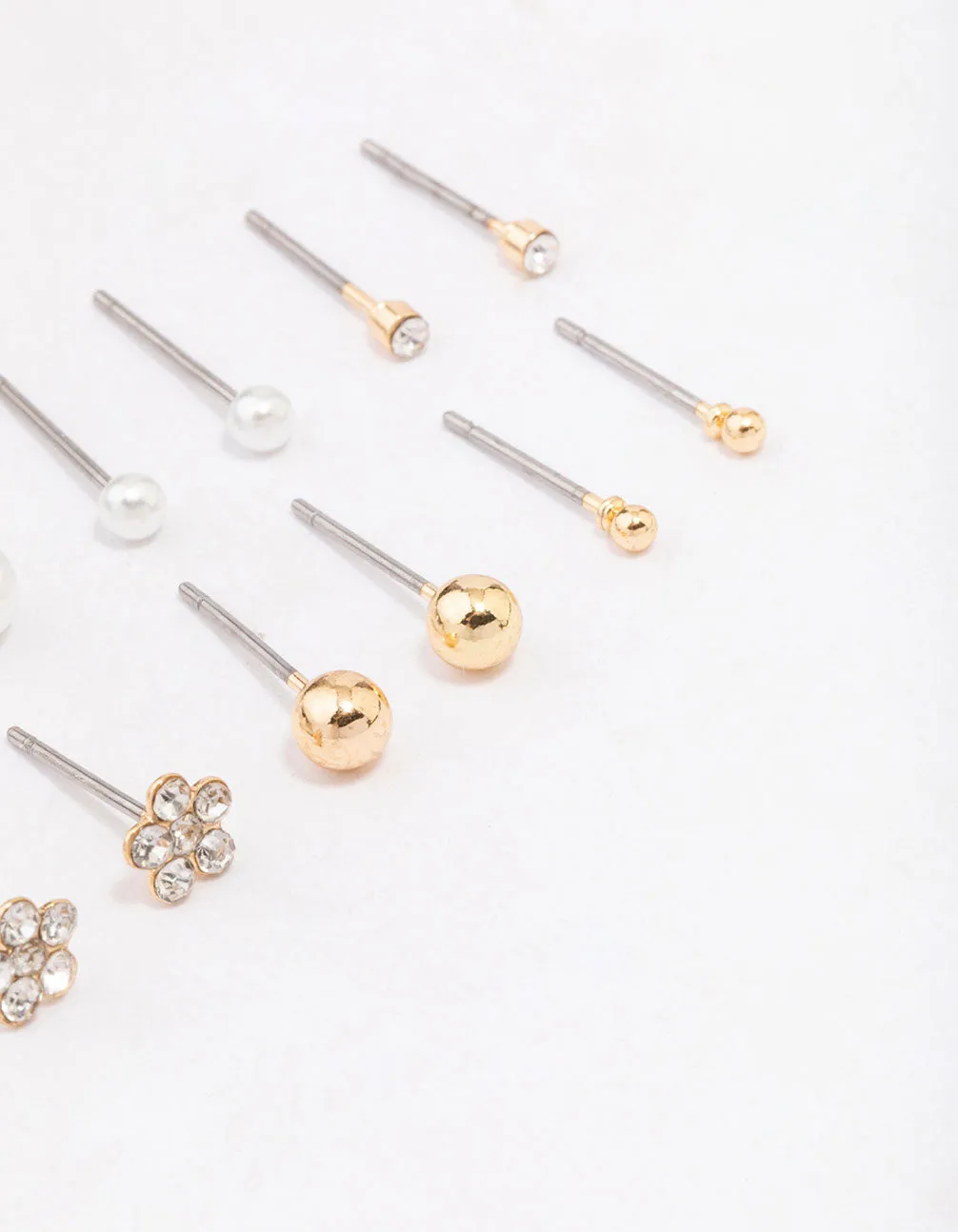Gold Diamante Flower & Pearl Earring 8-Pack sold by lovisa product image thumbnail 3
