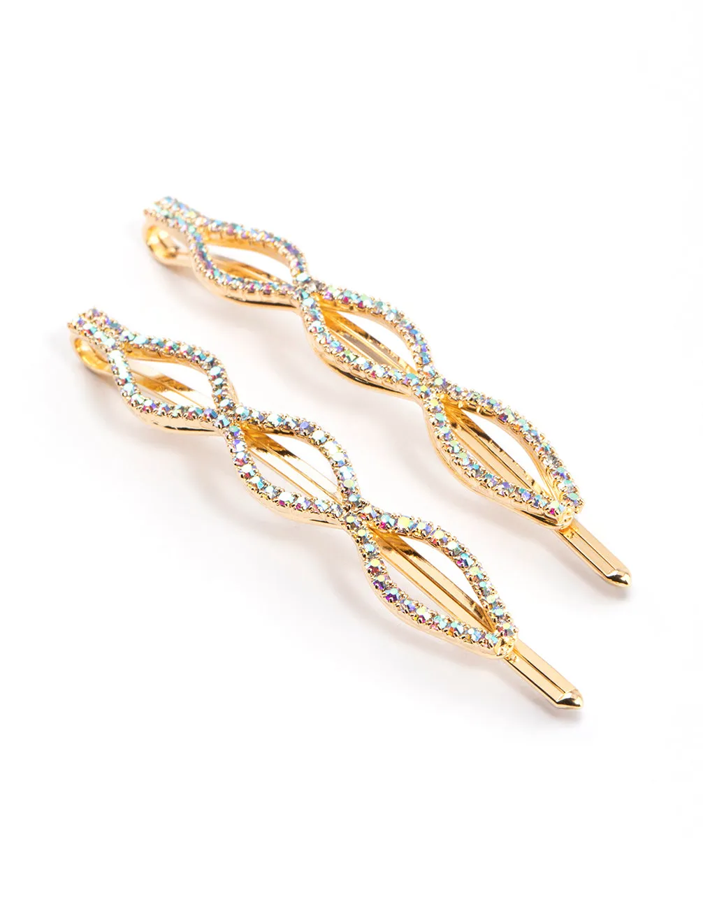 Gold Diamante Hair Clip Pack sold by lovisa
