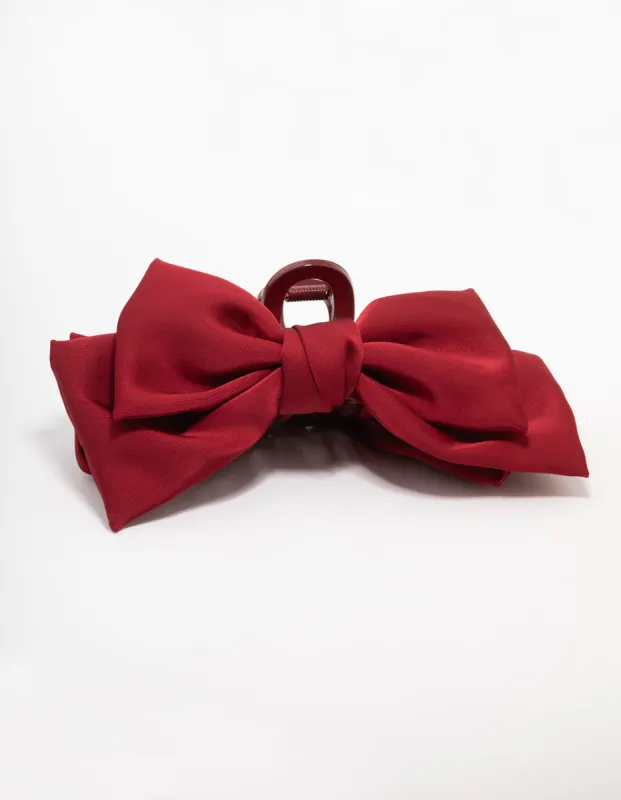 Red Fabric Large Bow Hair Claw Clip sold by lovisa