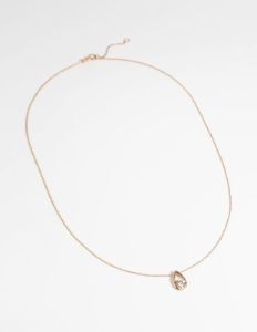Gold Plated Sterling Silver Cubic Zirconia Teardrop Necklace sold by lovisa