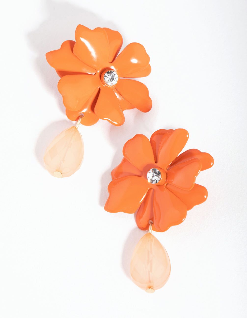 Matte Orange Flower Drop Earrings sold by lovisa
