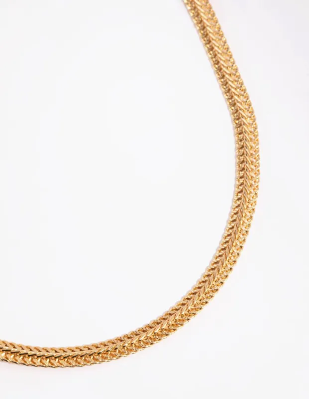 Gold Plated Textured Flat Chain Necklace sold by lovisa