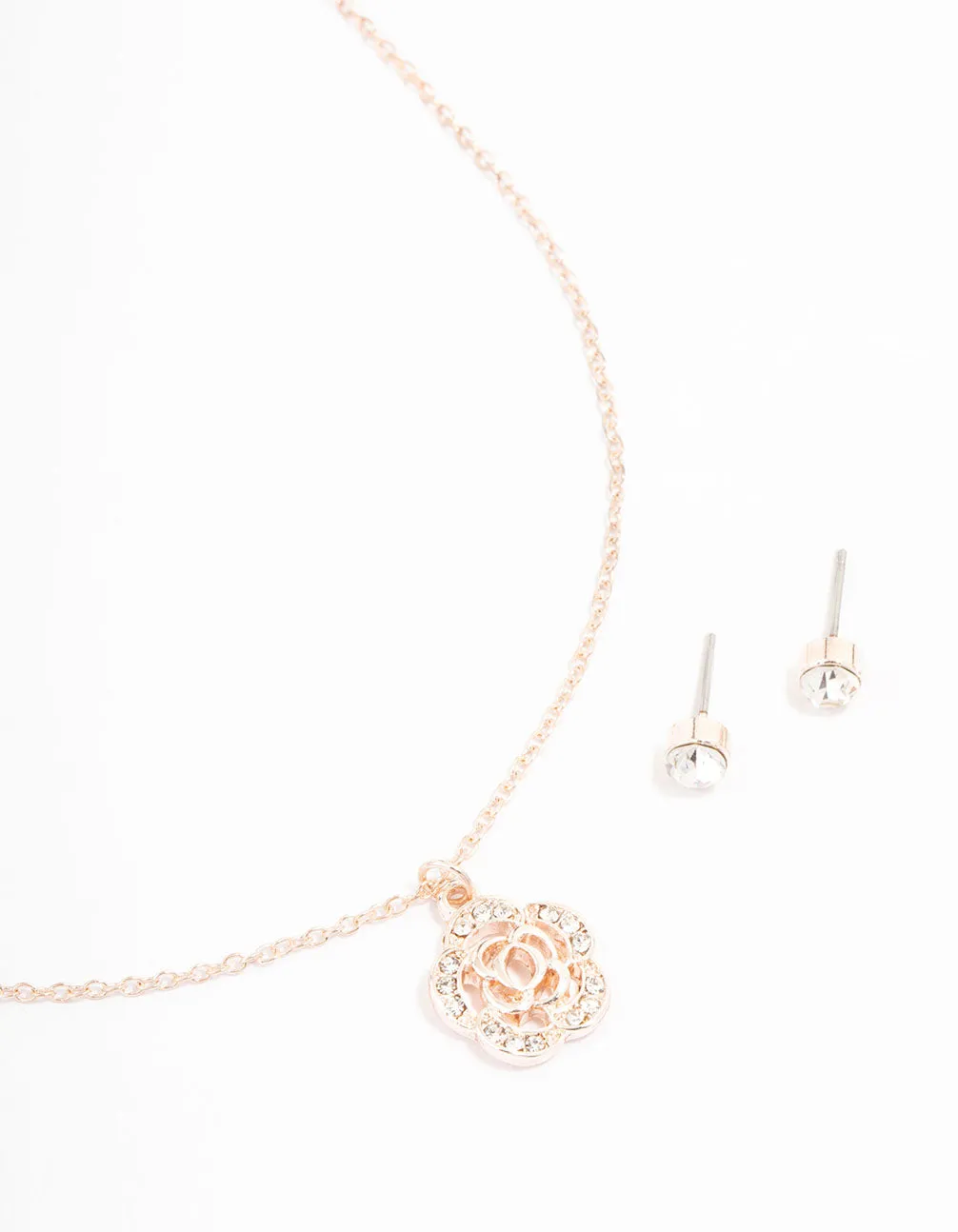 Rose Gold Diamante Jewellery Set sold by lovisa