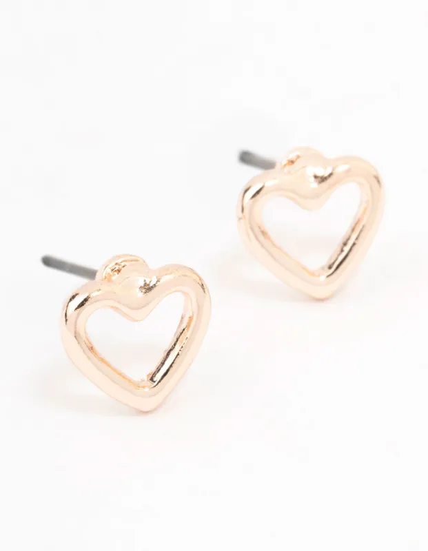 Rose Gold Cut Out Heart Stud Earrings sold by lovisa