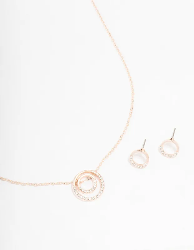 Rose Gold Double Open Circle Jewellery Set sold by lovisa