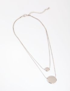 Rhodium Circle Disc Layered Necklace sold by lovisa