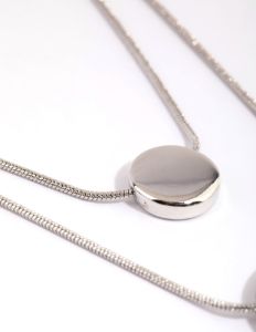 Rhodium Circle Disc Layered Necklace sold by lovisa