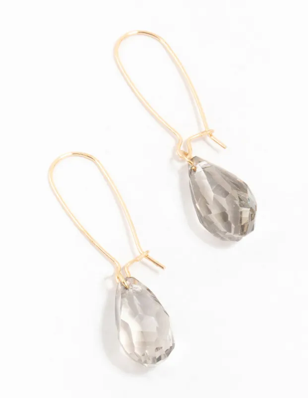 Gold Diamante Cut Beaded Drop Earrings sold by lovisa