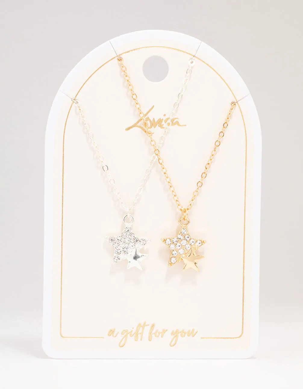 Gold & Silver Double Star Diamante Pendant Necklace Pack sold by lovisa product image thumbnail 2