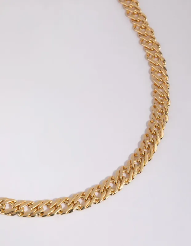 Gold Plated Flat Curb Chain Necklace sold by lovisa