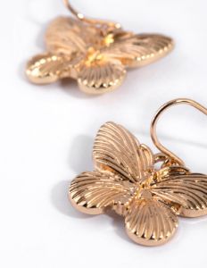 Gold Butterfly Drop Earrings sold by lovisa
