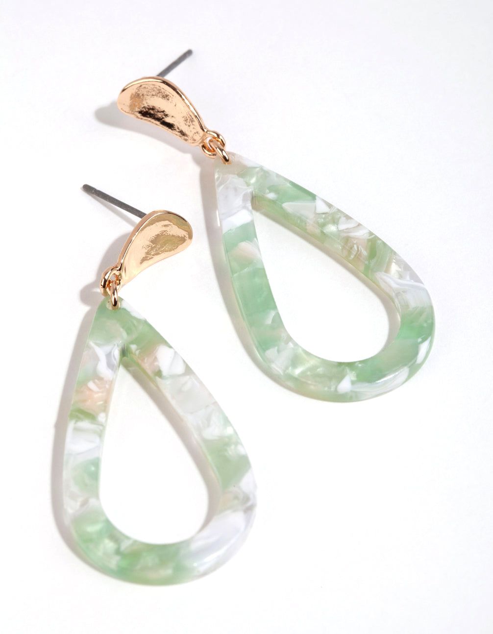 Green Acrylic Open Teardrop Earrings sold by lovisa