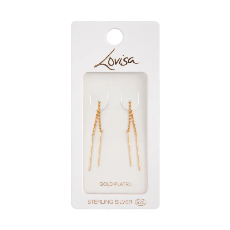 Gold Plated Sterling Silver Long Thread Through Earrings sold by lovisa