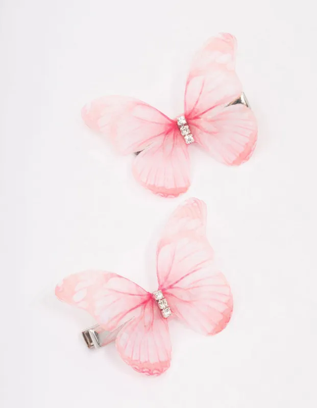 Pink Diamante Butterfly Hair Clip Pack sold by lovisa