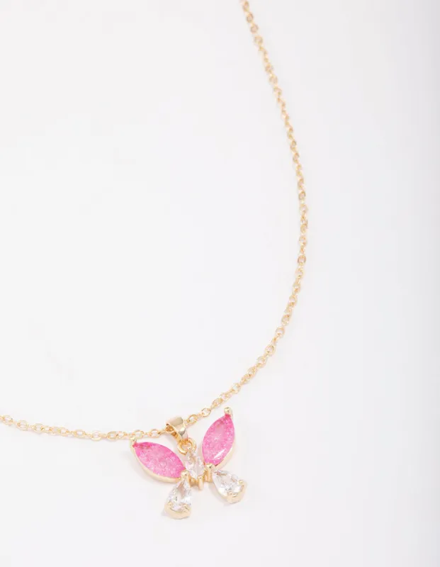 Gold Plated Gleaming Butterfly Pendant Necklace sold by lovisa