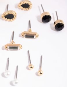 Gold Celestial Diamante & Pearl Stud Earring 8-Pack sold by lovisa