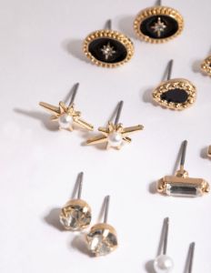 Gold Celestial Diamante & Pearl Stud Earring 8-Pack sold by lovisa