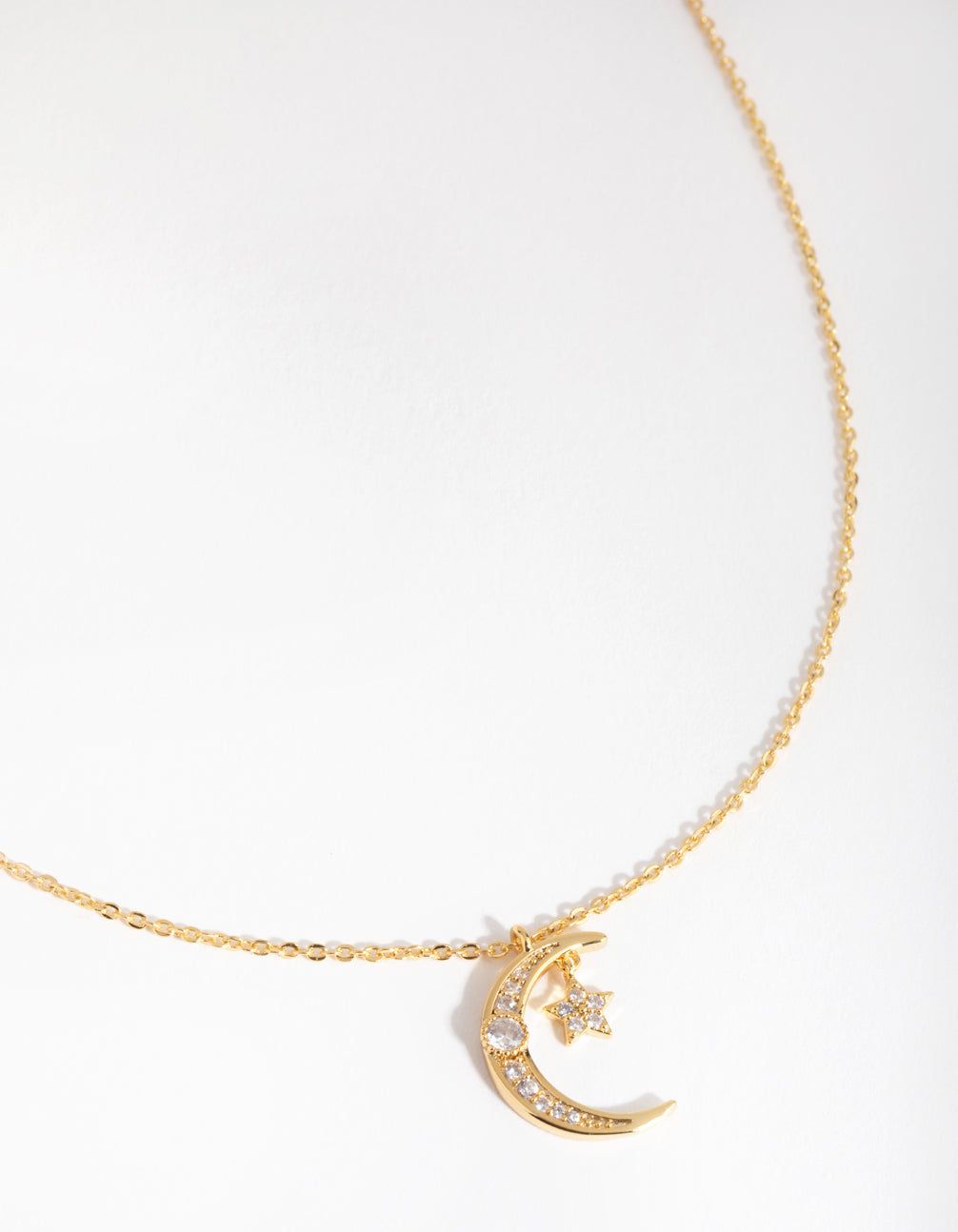 18ct Gold Plated Cubic Zirconia Moon & Star Necklace sold by lovisa