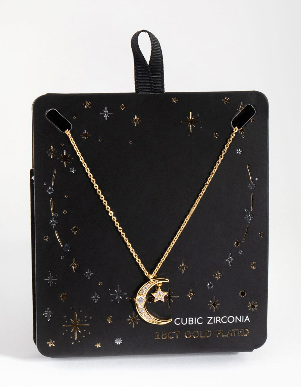 18ct Gold Plated Cubic Zirconia Moon & Star Necklace sold by lovisa product image thumbnail 3