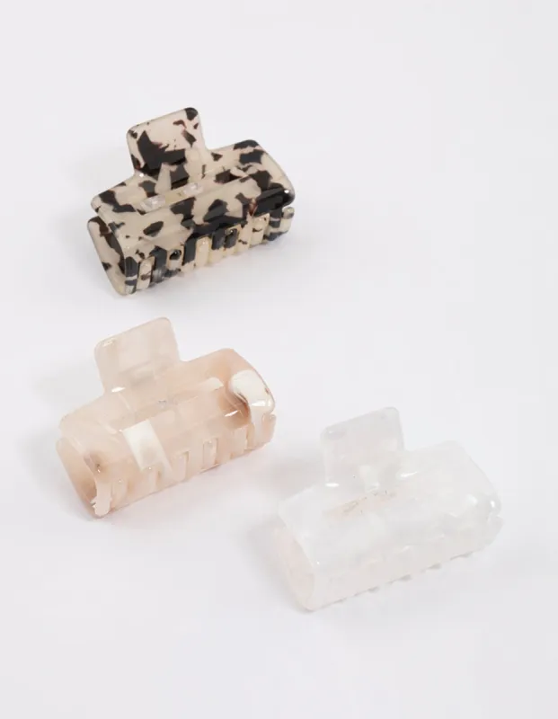Acrylic Natural Mini Rectangle Claw Clip Pack sold by lovisa
