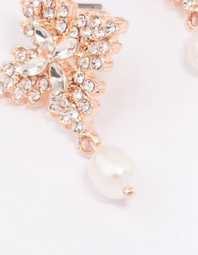 Rose Gold Freshwater Pearl Diamante Drop Earrings sold by lovisa product image thumbnail 2